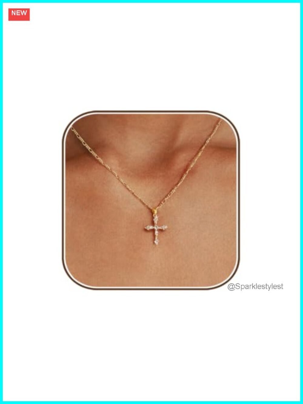 14K Gold Plated Cross Necklace Women Dainty Pendant Jewelry